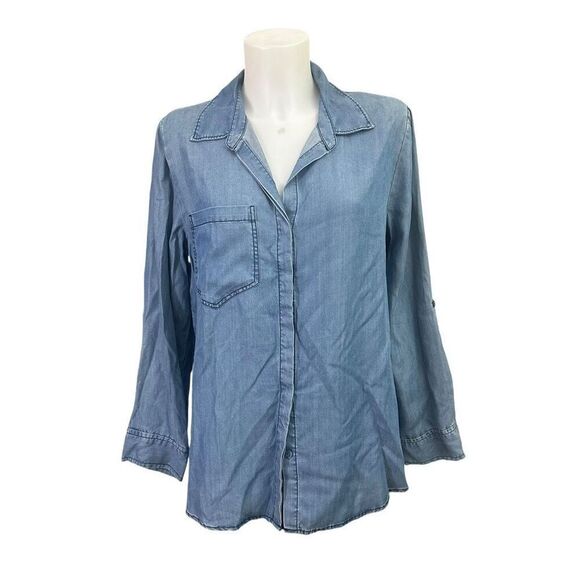 Soft Surroundings Talia Tencel Chambray Button‎ up Shirt size Medium NEW - Picture 1 of 9